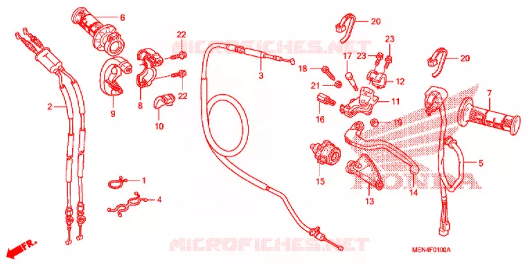 LEVIER DE GUIDON - CABLE - COMMODO Honda MOTO 450 CRF 2009  CRF450R9