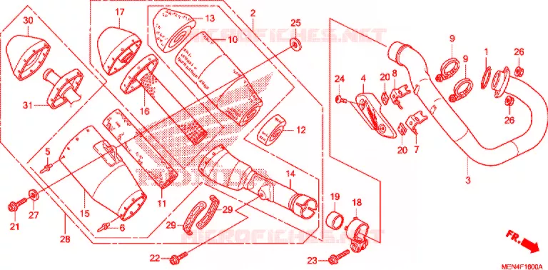 SILENCIEUX D'ECHAPPEMENT Honda MOTO 450 CRF 2011  CRF450RB