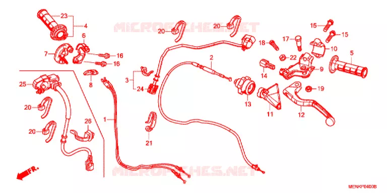 LEVIER DE GUIDON - CABLE - COMMODO Honda MOTO 450 CRF 2015  CRF450RF