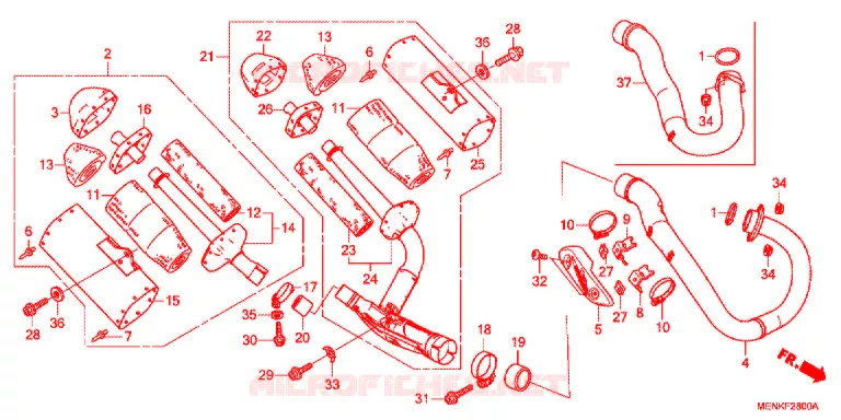 SILENCIEUX D'ECHAPPEMENT Honda MOTO 450 CRF 2015  CRF450RF