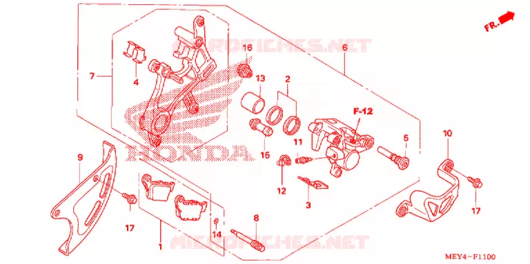 ETRIER DE FREIN ARRIERE Honda MOTO 450 CRF 2008  CRF450X8