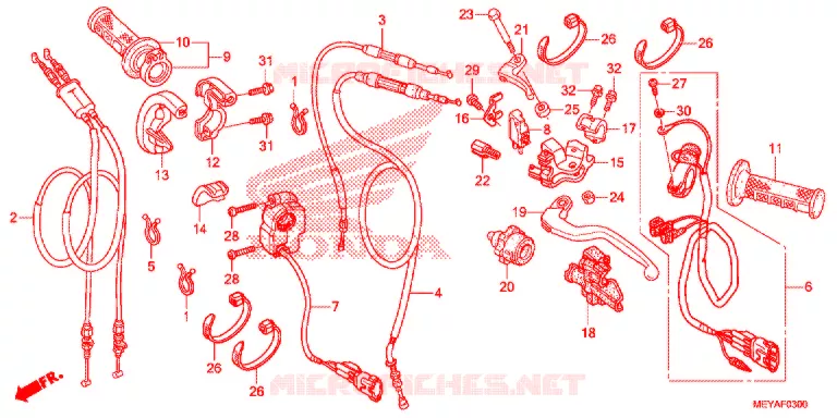 LEVIER DE GUIDON - CABLE - COMMODO Honda MOTO 450 CRF 2016  CRF450XG