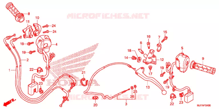 LEVIER DE GUIDON - CABLE - COMMODO (CTX700/A) Honda MOTO 700 CTX 2015  CTX700F