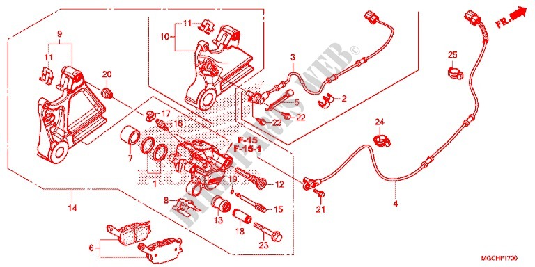 ETRIER DE FREIN ARRIERE (CB1100CA/CAD/TA/TAD) pour Honda CB 1100 C DCT ABS de 2017
