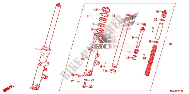 FOURCHE (CB1100CA/CAD/TA/TAD) pour Honda CB 1100 EX de 2017