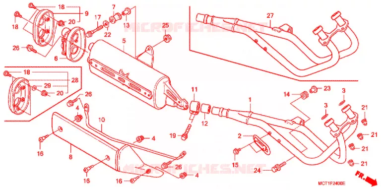 SILENCIEUX D'ECHAPPEMENT (FJS4002/3 FJS6001/2/3) Honda SCOOTER 400 SILVERWING 2002  FJS4002