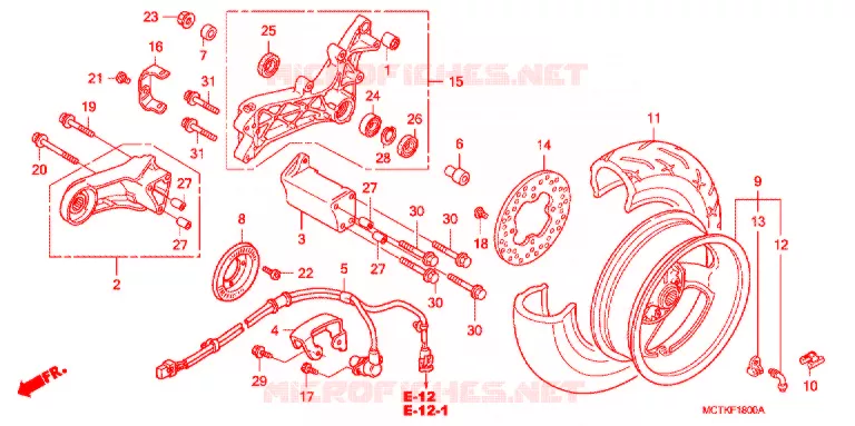 ROUE ARRIERE Honda SCOOTER 400 SILVERWING 2007  FJS400A7