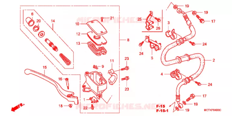MAITRE CYLINDRE DE FREIN AVANT (FJS400D/FJS600D) Honda SCOOTER 600 SILVERWING 2013  FJS600D9