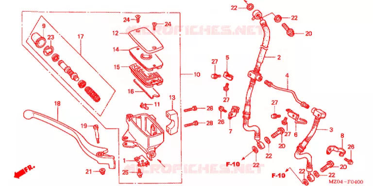 MAITRE CYLINDRE DE FREIN AVANT Honda MOTO 1500 GOLD-WING 2003  GL1500CD3