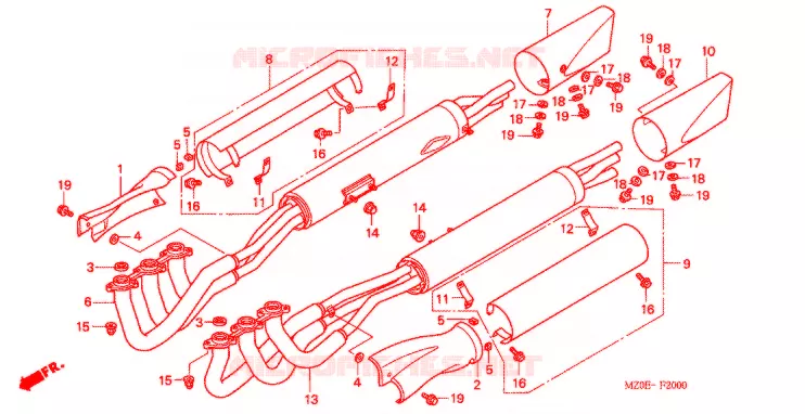 SILENCIEUX D'ECHAPPEMENT Honda MOTO 1500 GOLD-WING 2003  GL1500CD3