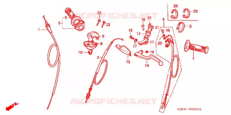 COMMODO - LEVIER - CABLE Honda MOTO 85 CR 2004  CR85R4