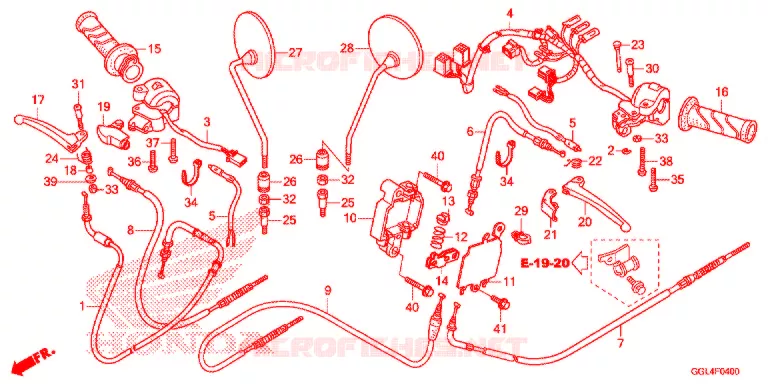 LEVIER DE GUIDON - CABLE - COMMODO Honda SCOOTER 50 METRO 2013  NCH50D_M