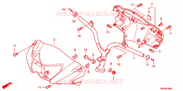GUIDON - CARENAGE Honda SCOOTER 110 LEAD 2012  NHX110WHA