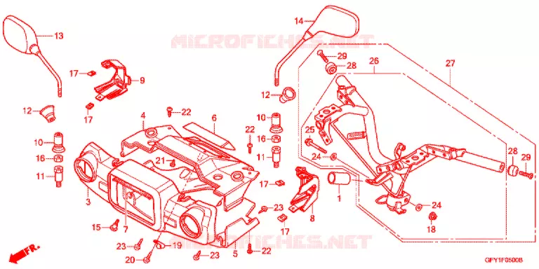 GUIDON - CARENAGE Honda SCOOTER 50 GYRO 2016  NJ50MDB