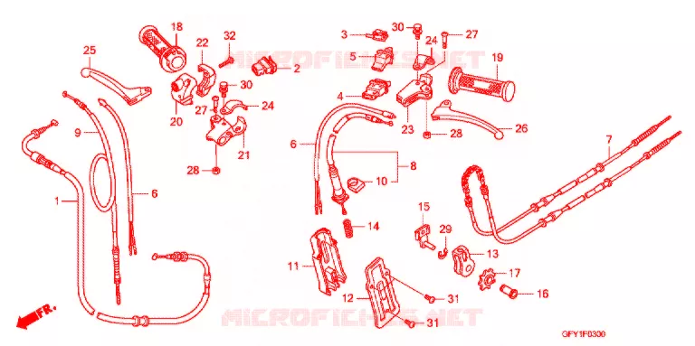 LEVIER DE GUIDON - CABLE - COMMODO Honda SCOOTER 50 GYRO 2013  NJ50MDB