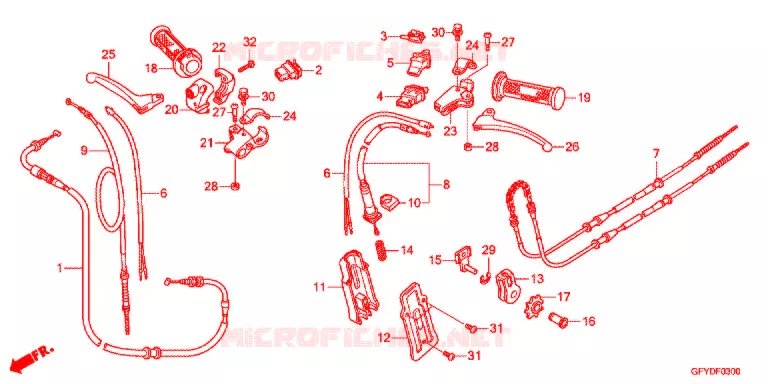LEVIER DE GUIDON - CABLE - COMMODO Honda SCOOTER 50 GYRO 2011  NJ50MDB