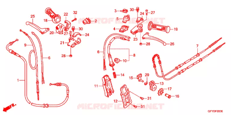 LEVIER DE GUIDON - CABLE - COMMODO Honda SCOOTER 50 GYRO 2014  NJ50MDB