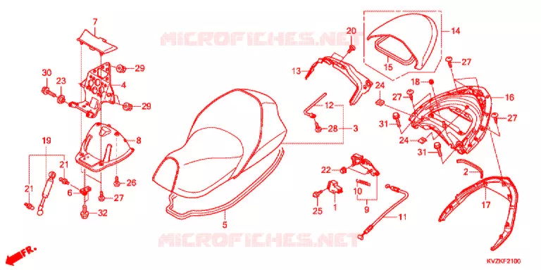 SELLE - POIGNEE ARRIERE Honda SCOOTER 250 FORZA 2012  NSS250AB