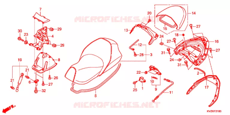 SELLE - POIGNEE ARRIERE Honda SCOOTER 250 FORZA 2012  NSS250DAB