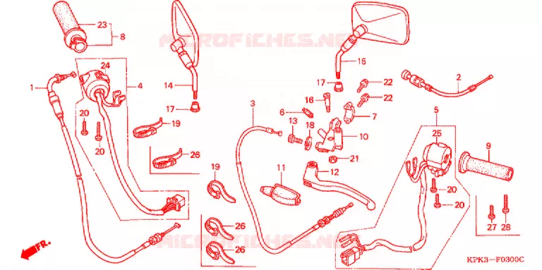LEVIER DE GUIDON - CABLE - COMMODO Honda MOTO 200 PHANTOM 2004  TA2002