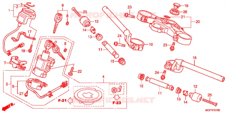 GUIDON - TE DE FOURCHE (CBR1000RRC/D/RAC/D) Honda MOTO 1000 CBR 2012  CBR1000RAC