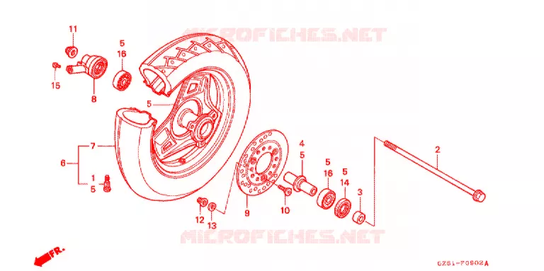 ROUE AVANT (SZ50P-2/R-2/T-2) Honda SCOOTER 50 TACT 1994  SZ50R_II