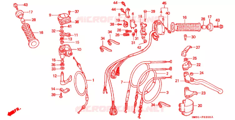 LEVIER DE GUIDON - CABLE - COMMODO Honda ATV 300 FOURTRAX 1995  TRX300EXS