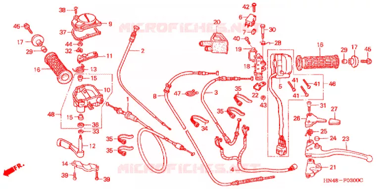 LEVIER DE GUIDON - CABLE - COMMODO Honda ATV 350 FOURTRAX 2004  TRX350TM4