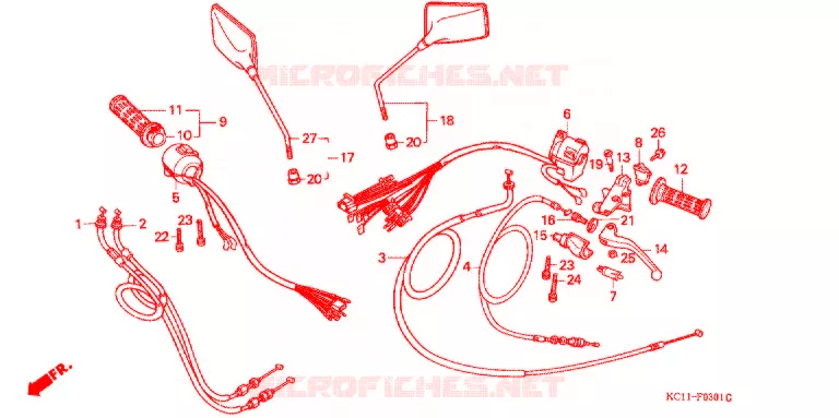 LEVIER DE GUIDON - CABLE - COMMODO (2) Honda MOTO 125 CB 1998  CB125TW