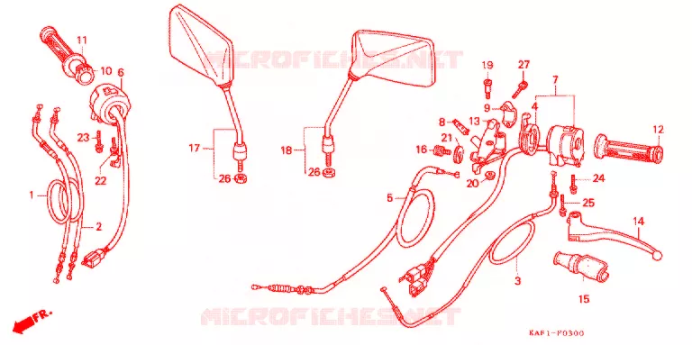 LEVIER DE GUIDON - CABLE - COMMODO Honda MOTO 400 CB 1989  CB400FK