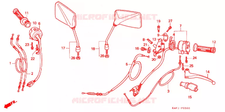 LEVIER DE GUIDON - CABLE - COMMODO Honda MOTO 400 CB 1989  CB400FK_II