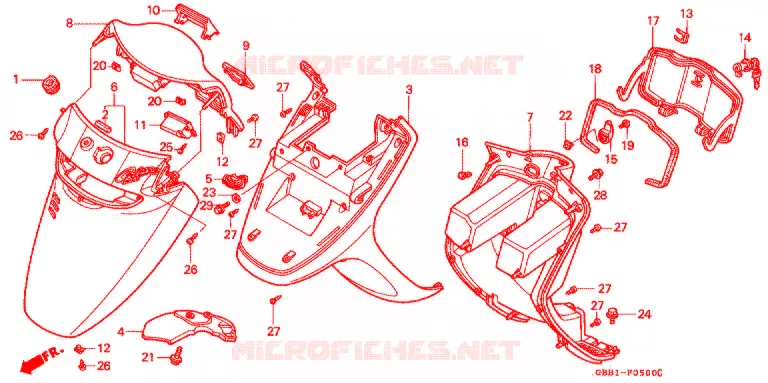 GUIDON - CARENAGE Honda MOTO 50 CABINA 1994  SCX50R_II