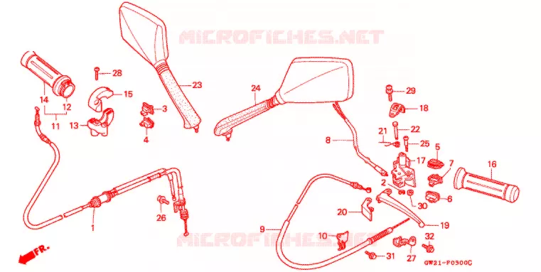 LEVIER DE GUIDON - CABLE - COMMODO Honda SCOOTER 90 LEAD 1989  NH90MJ