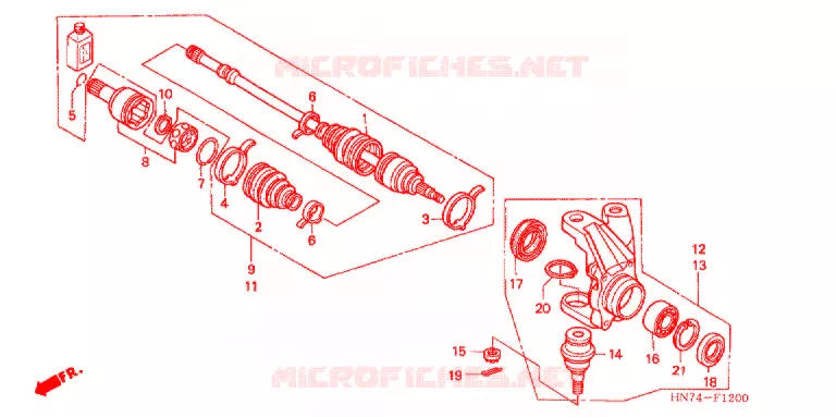 ARBRE DE ROUE  Honda ATV 400 FOURTRAX 2007  TRX400FGA7