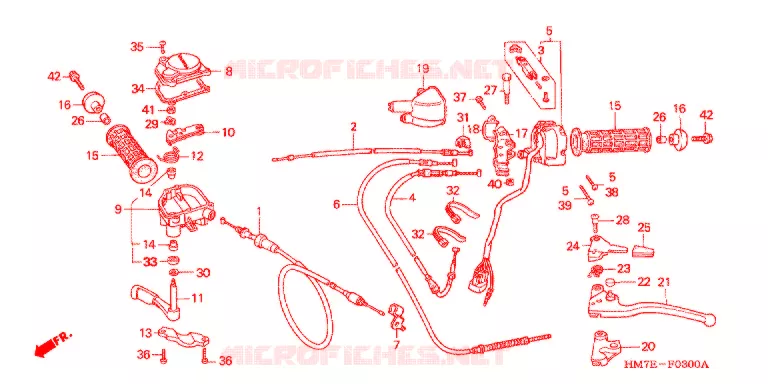 LEVIER DE GUIDON - CABLE - COMMODO Honda ATV 400 FOURTRAX 2003  TRX400FW3