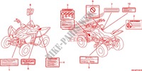 ETIQUETTE DE PRECAUTIONS (TRX400EX'08/X'09/X'12/X'13/X'14) pour Honda SPORTRAX TRX 400 X de 2012