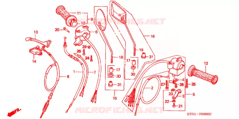 LEVIER DE GUIDON - CABLE - COMMODO Honda MOTO 90 CUB 1994  C90CMP