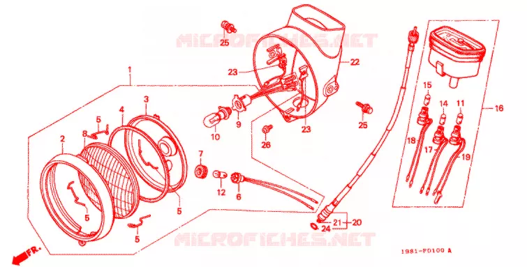 PHARE - COMPTEUR Honda MOTO 90 CD 1981  CD90A