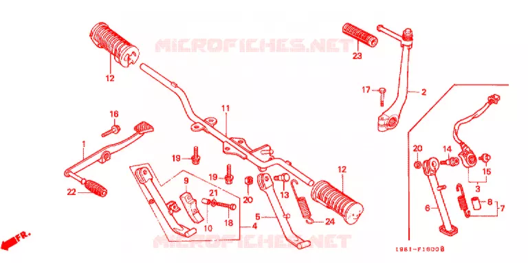 REPOSE PIED - KICK - BEQUILLE - PEDALE Honda MOTO 90 CD 1982  CD90A
