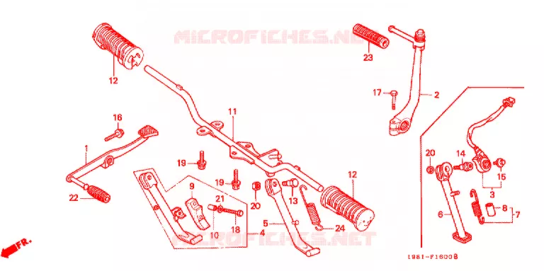 REPOSE PIED - KICK - BEQUILLE - PEDALE Honda MOTO 90 CD 1987  CD90H