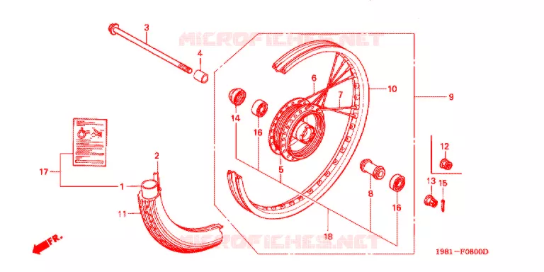 ROUE AVANT Honda MOTO 90 CD 1988  CD90H