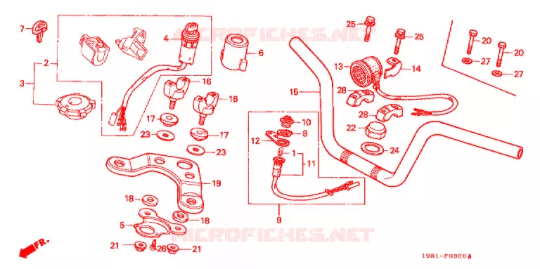 GUIDON - TE DE FOURCHE Honda MOTO 90 CD 1994  CD90P