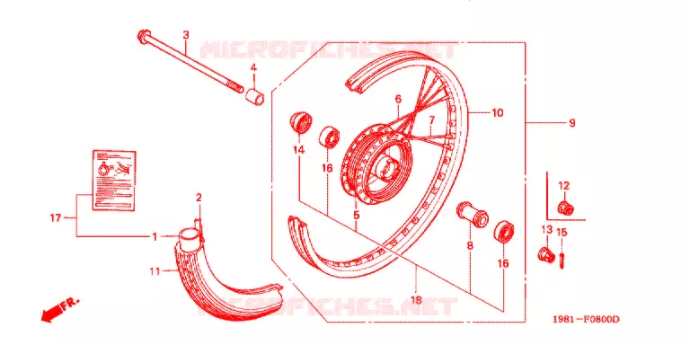 ROUE AVANT Honda MOTO 90 CD 1993  CD90P