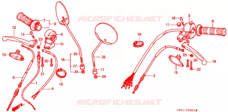 LEVIER DE GUIDON - CABLE - COMMODO (P/S/W) Honda MOTO 90 CD 1995  CD90S