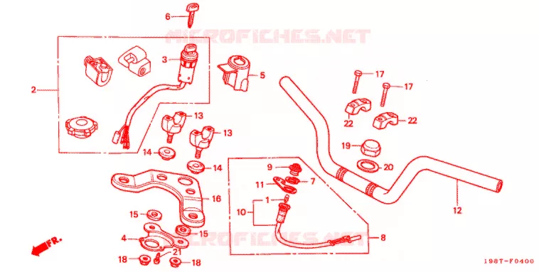 GUIDON - TE DE FOURCHE Honda MOTO 90 CD 1999  CD90SW