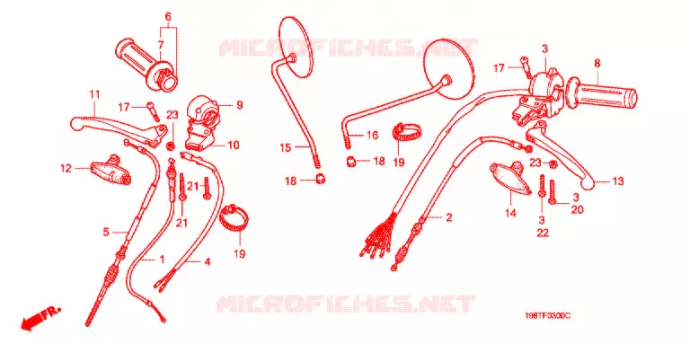LEVIER DE GUIDON - CABLE - COMMODO Honda MOTO 90 CD 1999  CD90SW