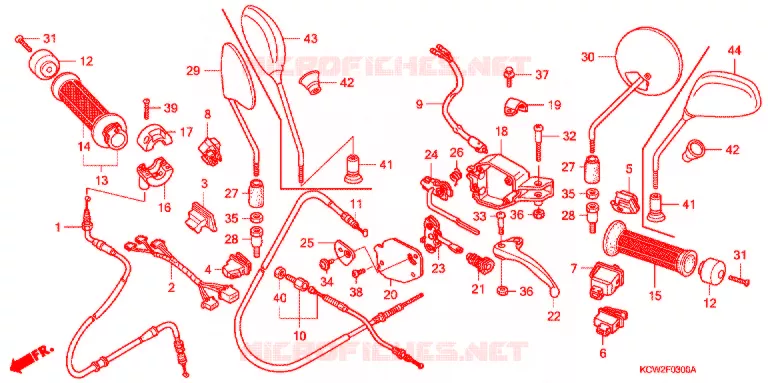 LEVIER DE GUIDON - CABLE - COMMODO Honda SCOOTER 125 SPACY 2007  CHA125L7