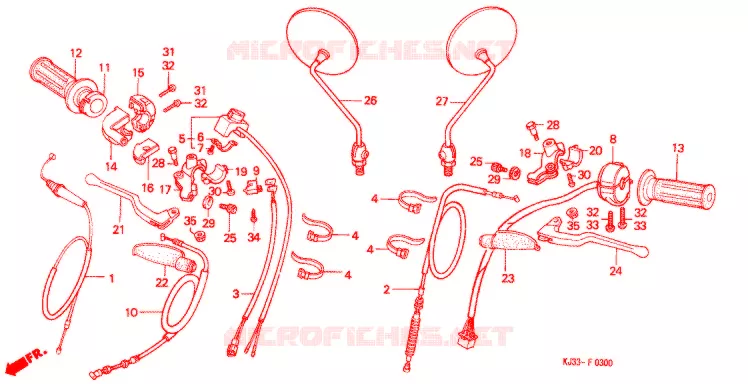 LEVIER DE GUIDON - CABLE - COMMODO Honda MOTO 125 TRIAL 1985  TL125D