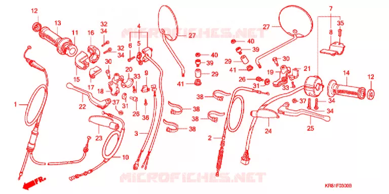 LEVIER DE GUIDON - CABLE - COMMODO Honda MOTO 220 TRIAL 1989  TLM220RJ