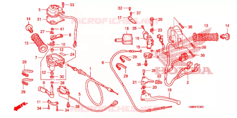 LEVIER DE GUIDON - CABLE - COMMODO Honda ATV 680 FOURTRAX 2012  TRX680FAC